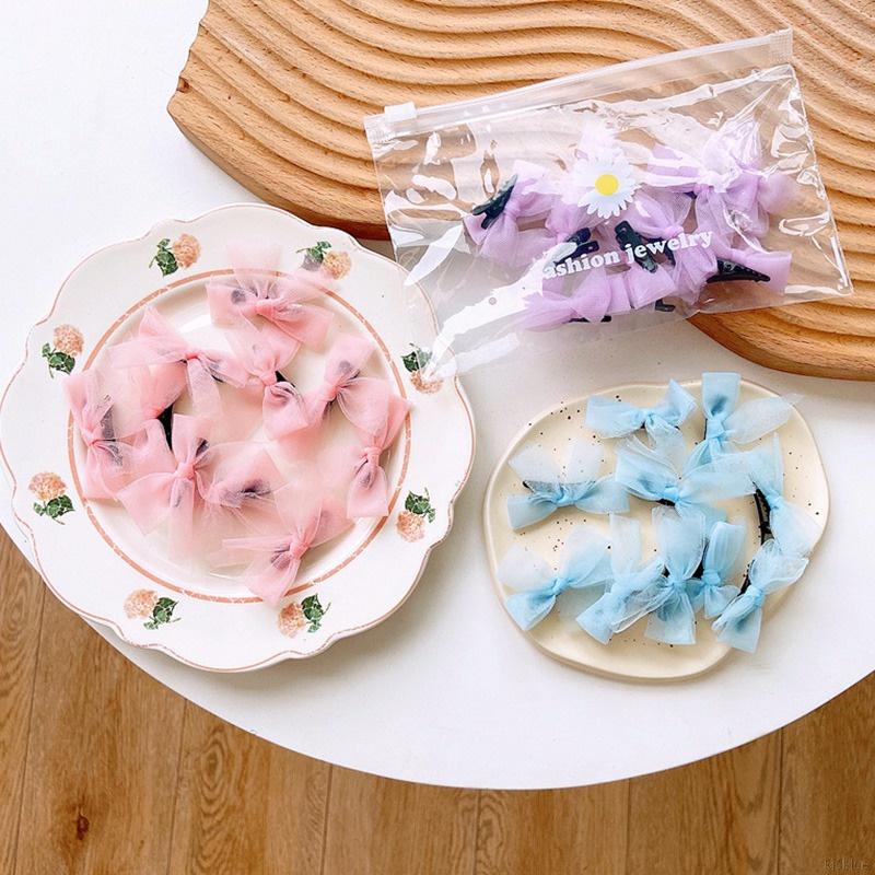 Set 10 kẹp tóc hình nơ dễ thương nhiều màu sắc dành cho bé gái