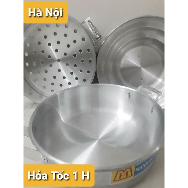 Bộ xửng hấp nhôm Mạnh Hùng size 46 ,bộ xửng hấp bánh 2 tầng ,xửng hấp bánh bao,rau,củ,quả,hải sản