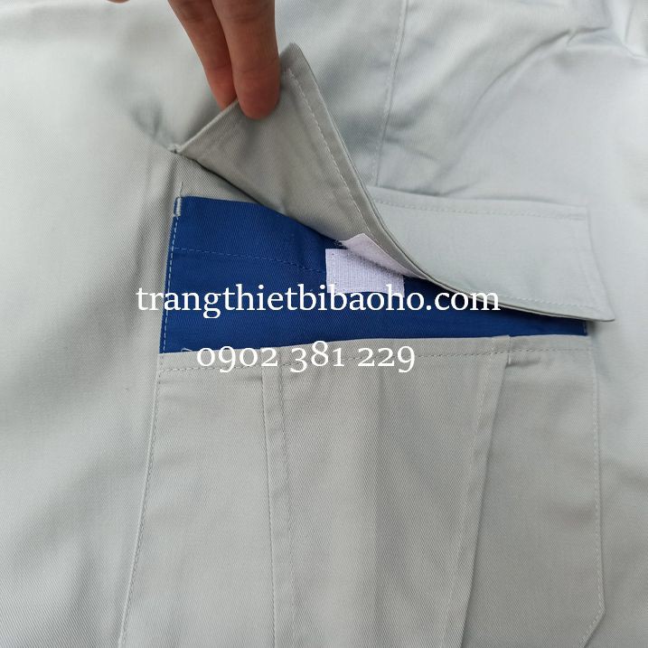 Quần áo bảo hộ lao động kỹ sư ghi phối xanh PR02 túi hộp