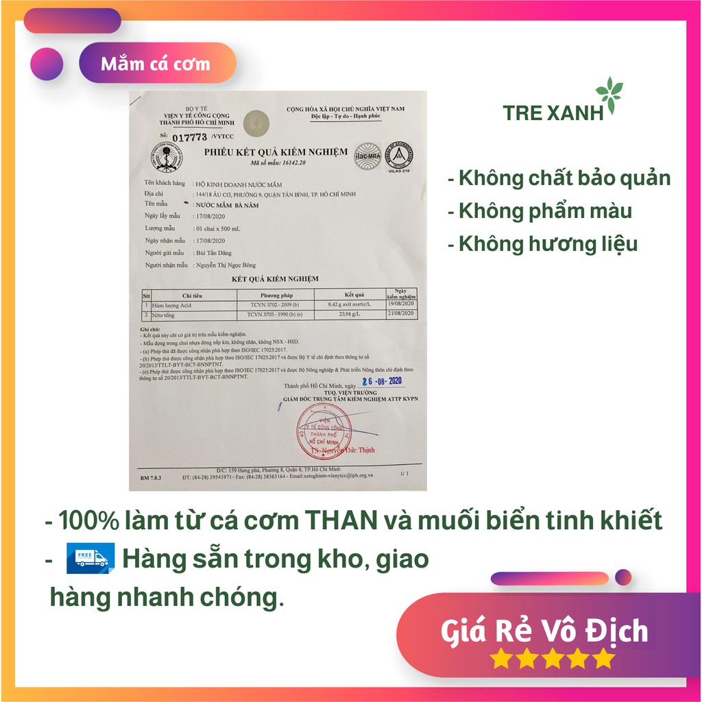 Nước mắm cá cơm Bà Năm truyền thống thủ công nguyên chất 24 độ đạm