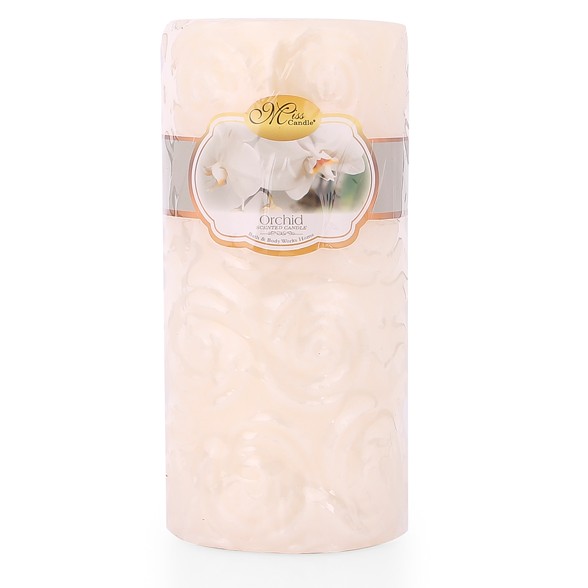 Nến thơm décor hoa hồng D7H15 Miss Candle NQM4985 7 x 15 cm (Trắng, hương hoa phong lan)