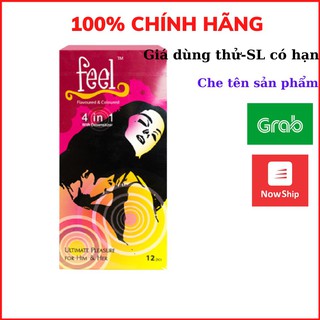 Bao cao su feel 4 in 1 - siêu mỏng, gân, gai - hộp 12 bao