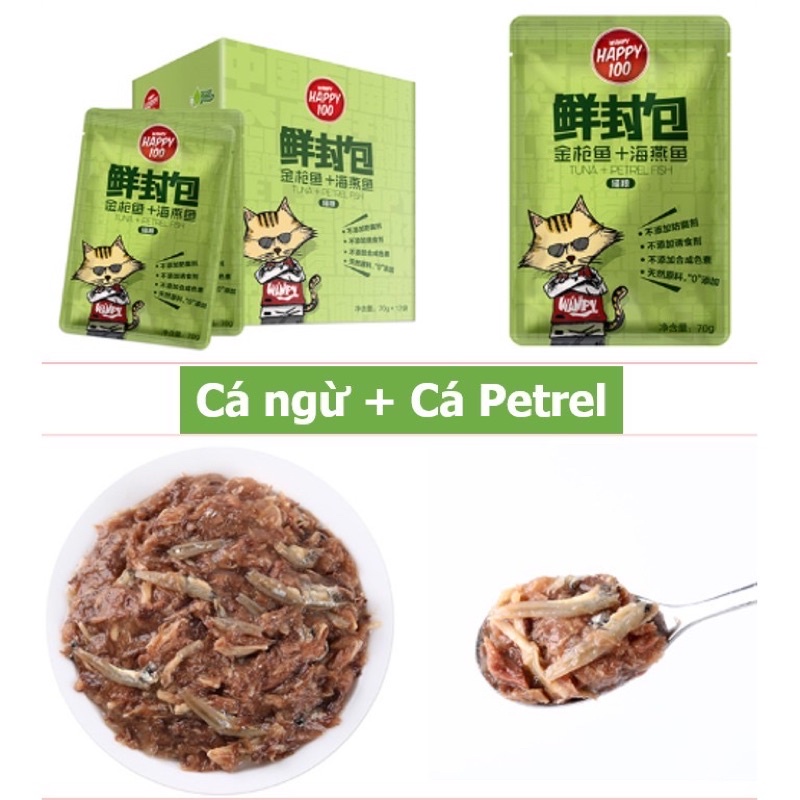 [Mã PET50K giảm Giảm 10% - Tối đa 50K đơn từ 250K] Pate Wanpy Happy 100 cho mèo 70gr/gói (6 vị) - Mì Store