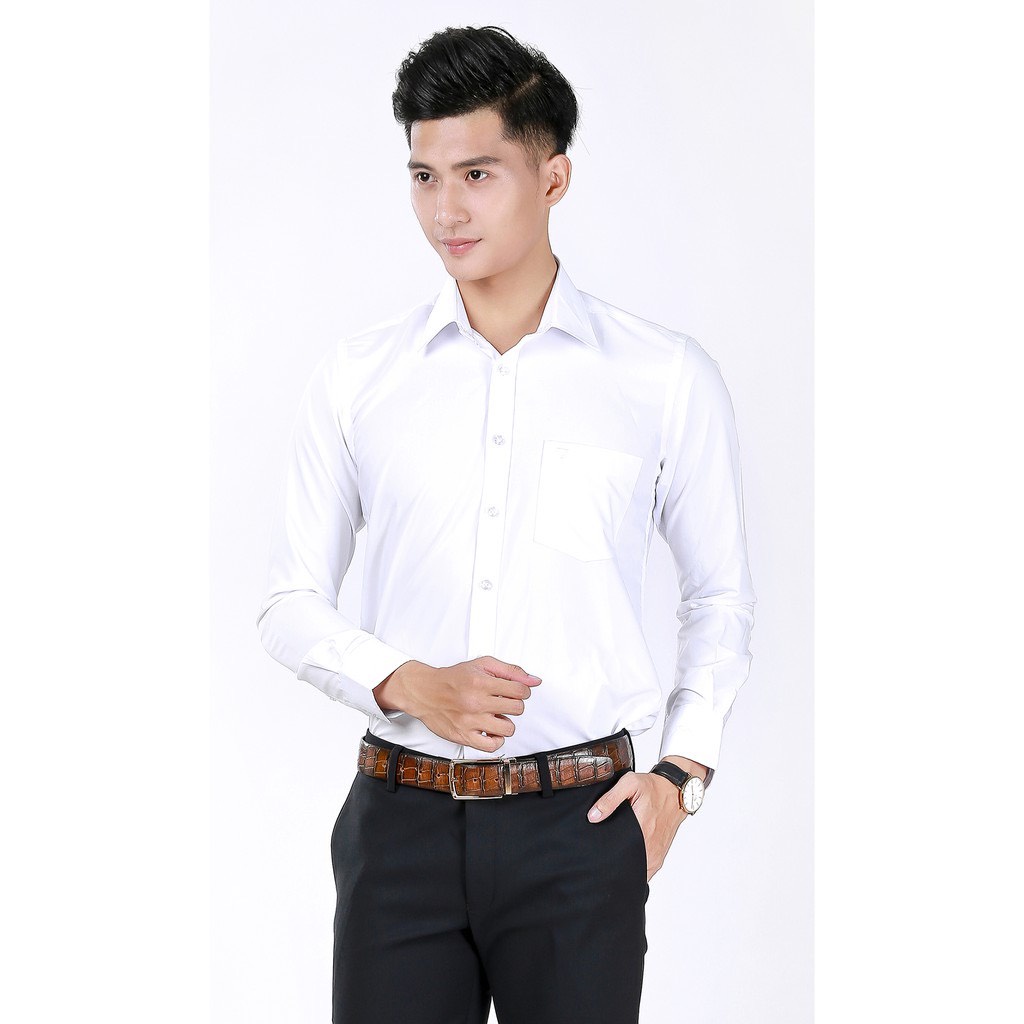 Áo Sơ Mi Trắng Dài Tay Form Slimfit Vĩnh Tiến 345