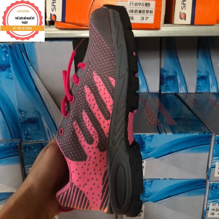 Giày Bảo Hộ Lao Động Nữ Thể Thao Siêu Bền Siêu Nhẹ Chống Đinh Thời Trang  Màu Hồng chống đinh chống va đập và chống tĩện