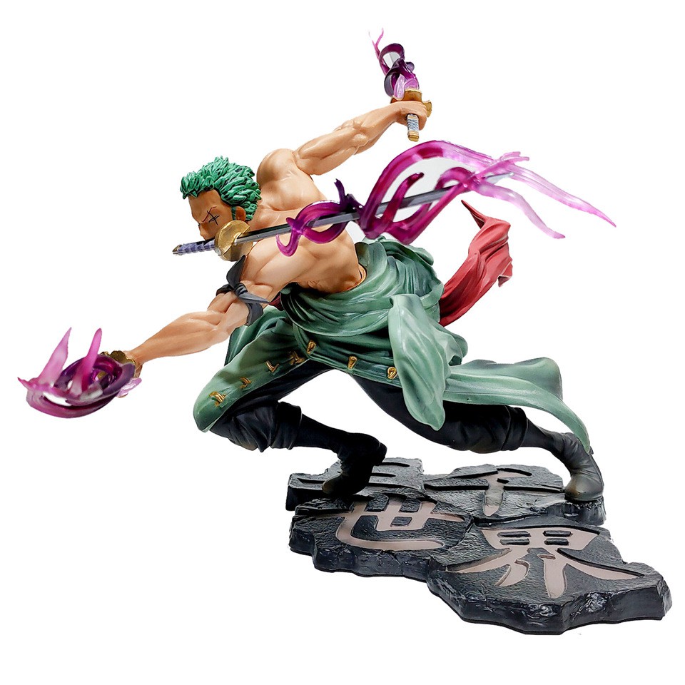 Mô hình One Piece Nhân Vật Kiếm Sĩ Roronoa Zoro Múa Kiếm Hiệu Ứng Đẹp - Cao 18cm