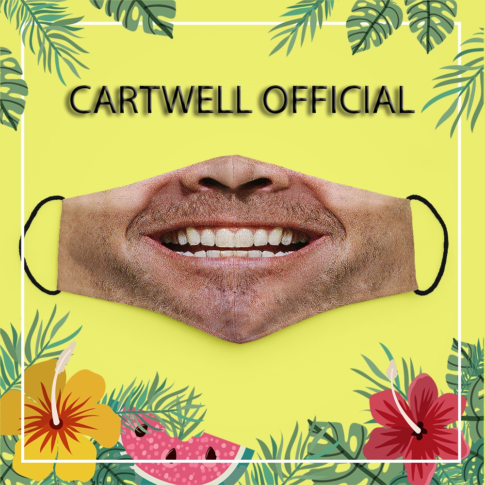 Khẩu trang mặt cười đẹp hình lè lưỡi dị hề mặt người 21 CARTWELL phòng dịch bệnh có thể giặt và tái sử dụng ngăn bụi mịn