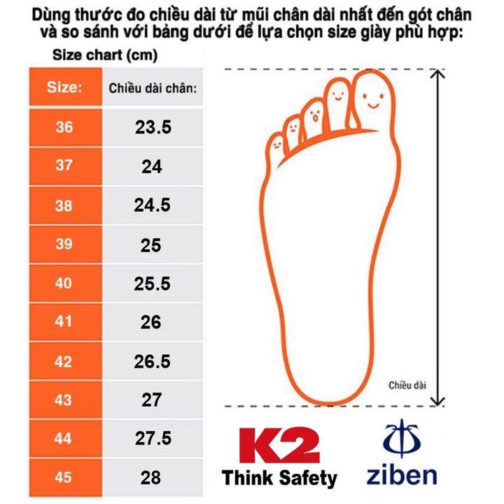 Giày bảo hộ Hàn Quốc K2-14 thời trang, siêu bền, chống đinh, chống trơn trượt đi công trường xây dựng