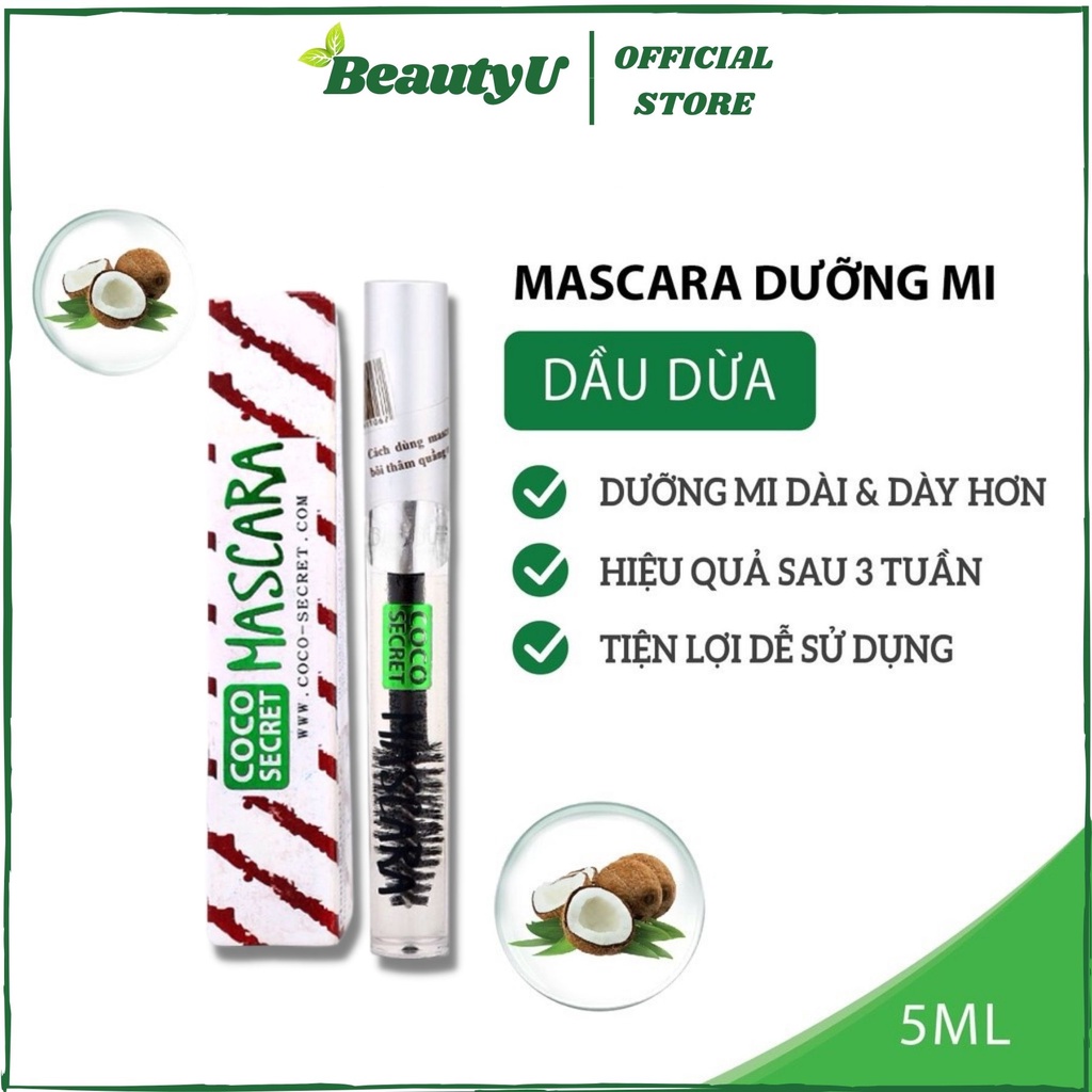 Mascara Dưỡng Mi Dầu Dừa Nguyên Chất Kích Thích Mi Mọc Dày &amp; Dài Hơn COCO SECRET 5ml (Tuýp)