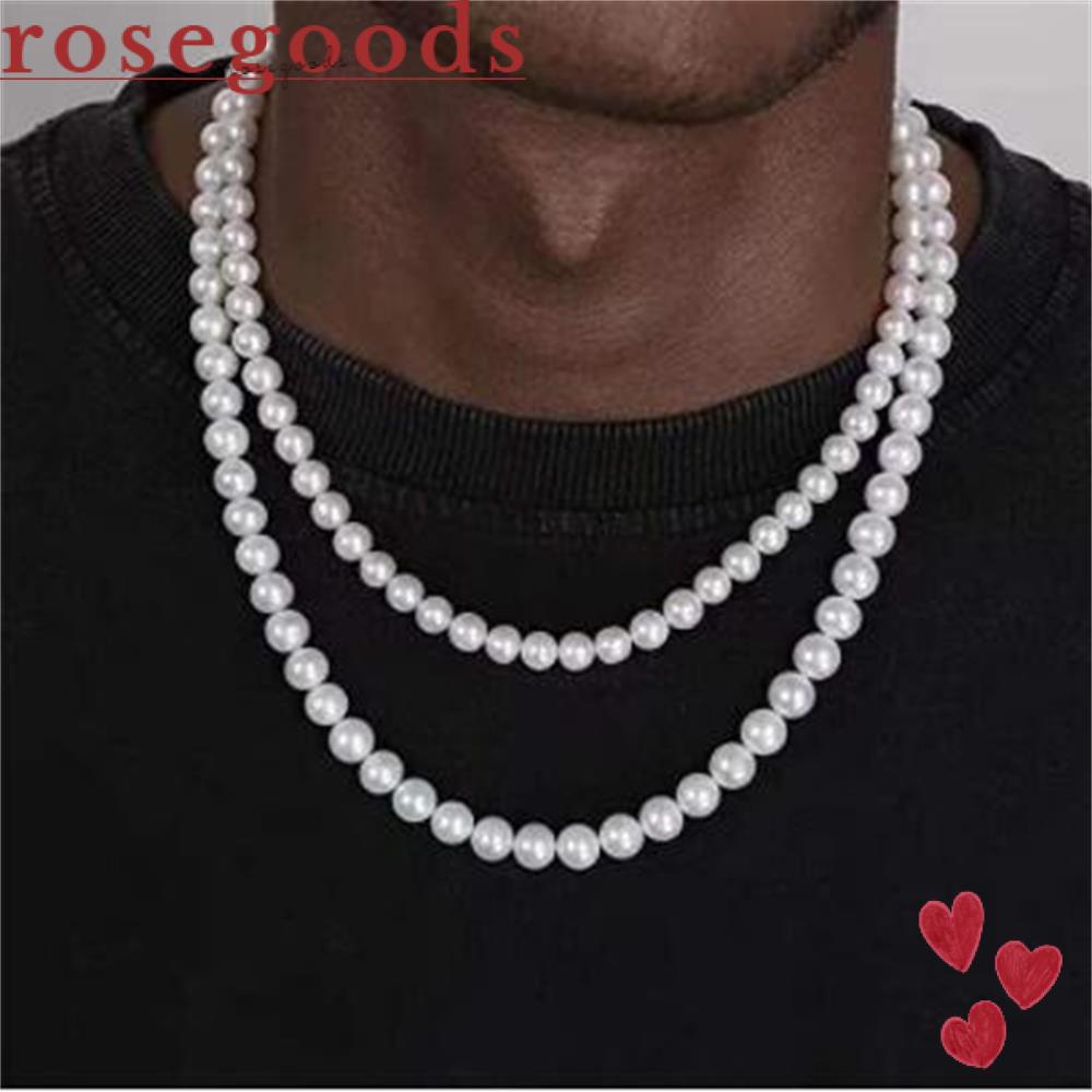 Vòng cổ Chuỗi Hạt Ngọc Trai Trắng Phong Cách Hip Hop Thời Trang Cho Nam/Nữ