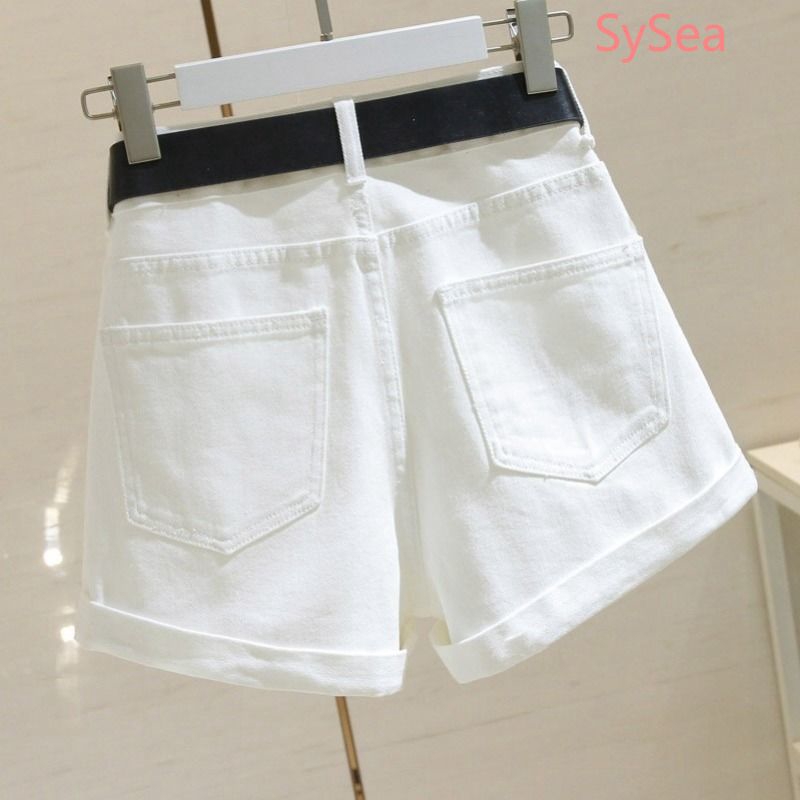 Quần Short Denim Lưng Cao Phong Cách Hàn Quốc