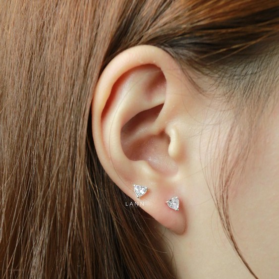 Khuyên đá hình tim nhỏ BẠC S925 LANN E297