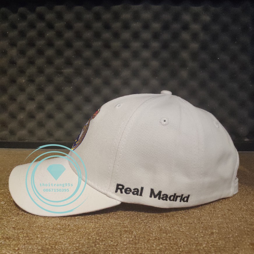 Mũ nón lưỡi trai bóng đá CLB Real Madrid Logo Thêu Bắt Mắt, Khóa Đồng Sang Trọng, Siêu Đẹp, Siêu Chất