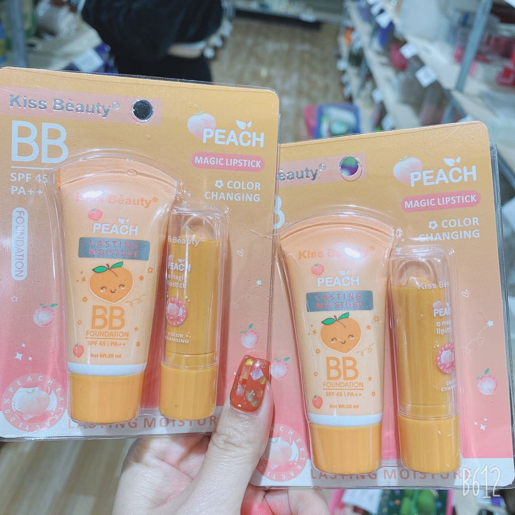 Set 2 lọ son dưỡng + kem nền chống nắng Spf 45+ V1