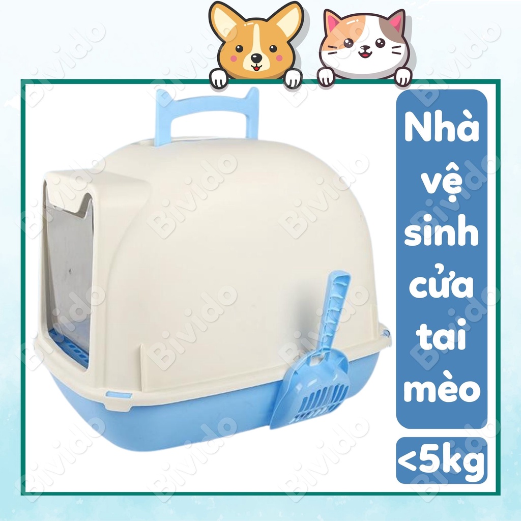 Nhà vệ sinh cửa tai mèo size lớn cho mèo dưới 5kg - Bivido