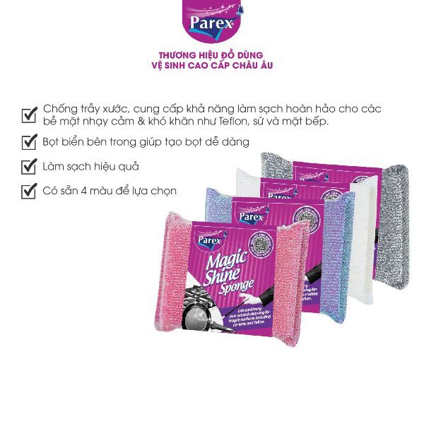 Miếng rửa chén mặt lưới kim tuyến cao cấp Parex, kiểu Magic Force, Magic Shine