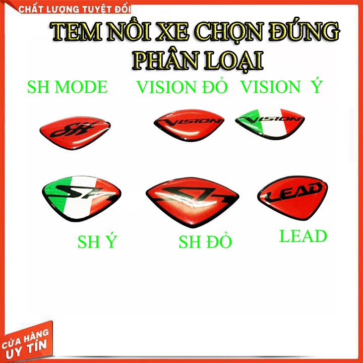 TEM NỔI DÁN MẶT NẠ SH, VISION, LEAD , SH MODE ( Y HÌNH ĐẠI DIỆN)