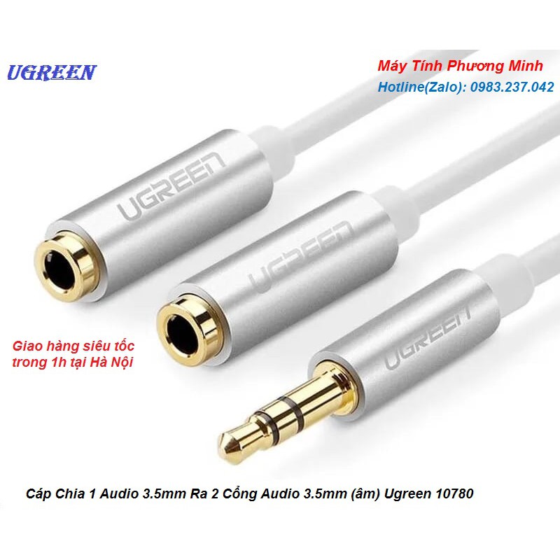 Cáp Chia 1 Audio 3.5mm Ra 2 Cổng Audio 3.5mm (âm) Ugreen 10780 - Hàng Chính Hãng