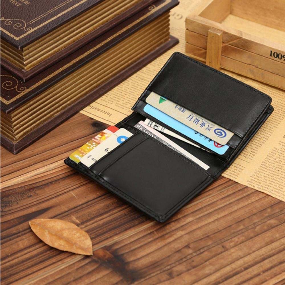 Black Bifold Men &Apos;S Genuine Leather Wallet Money Clip Purse 0đ