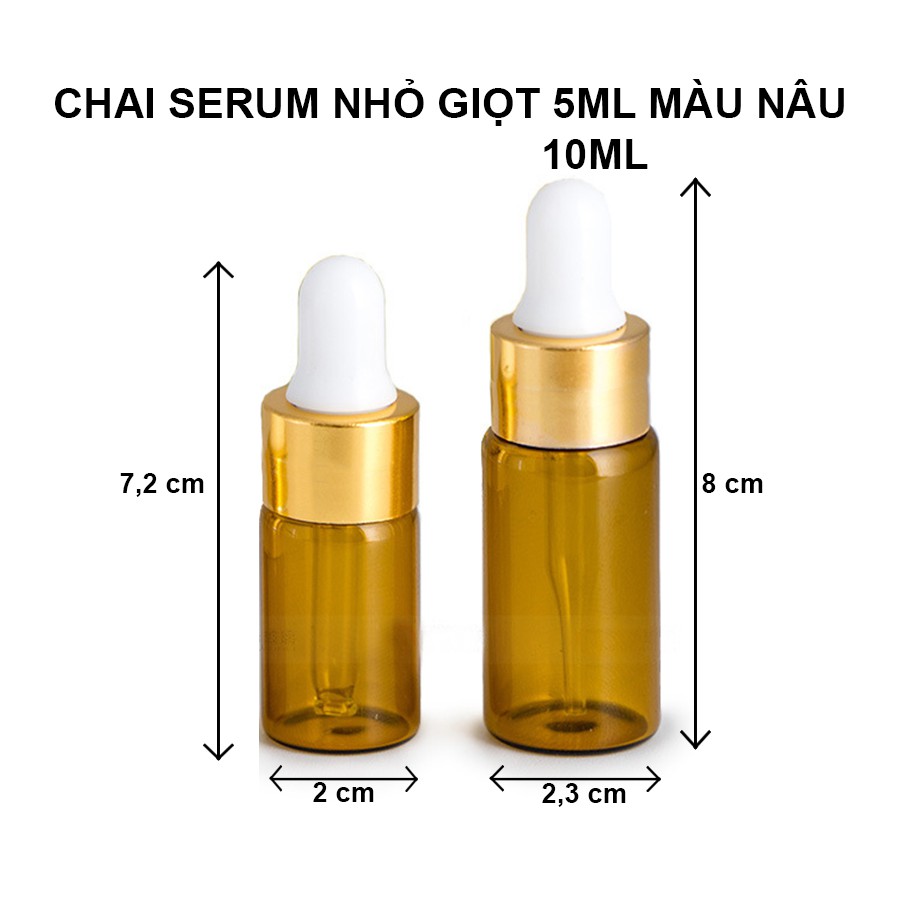 chai chiết 5ml, 10ml, 15ml mỹ phẩm, serum, tinh dầu thủy tinh