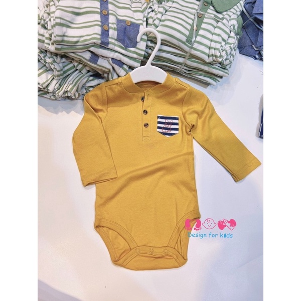 (Link 2) (Tặng nơ) Bộ body công tử, bộ body chip dài tay cổ đức, cổ trụ Yam.pi xuất dư, vải ORGANIC COTTON choặngg