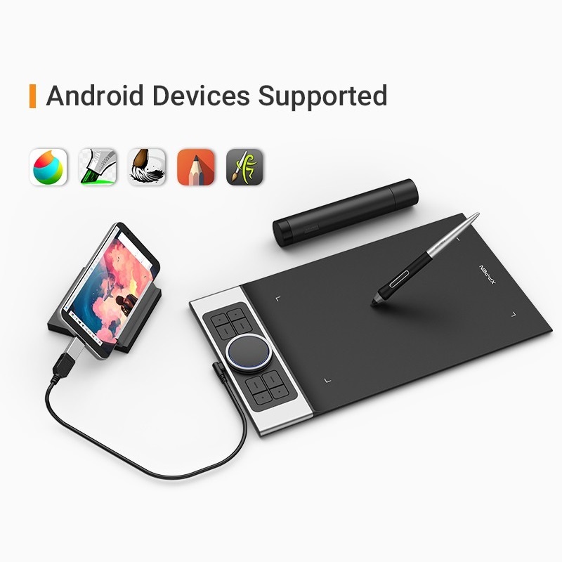 Bảng vẽ đồ họa XP Pen Pro Small hỗ trợ kết nối với điện thoại Android kèm bút vẽ không cần pin hỗ trợ cảm ứng nghiêng
