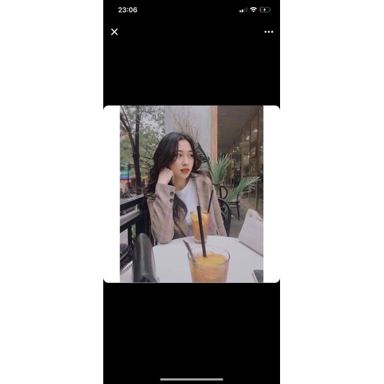 [Ảnh thật/Video]Áo blazer màu kẻ nâu xinh Hàn Quốc