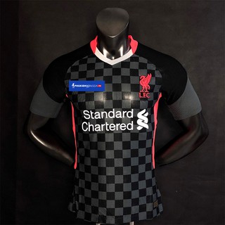 Áo Liverpool đen sân khách 2020-2021, áo Liverpool sân khách 2021 sọc caro đen xám mẫu 3 ❝Thái Lan❞