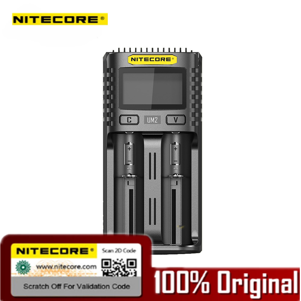 Bộ Sạc Pin Thông Minh 100% Nitecore Um2 Usb Kép Qc 18650 14500