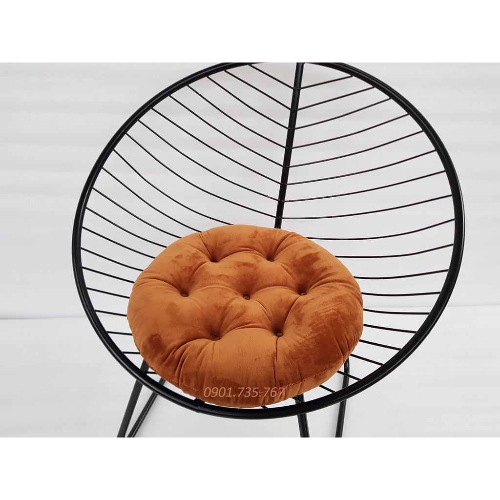 Nệm ngồi bệt tròn, Đệm lót ghế nón Vải Nhung 43x43x8cm