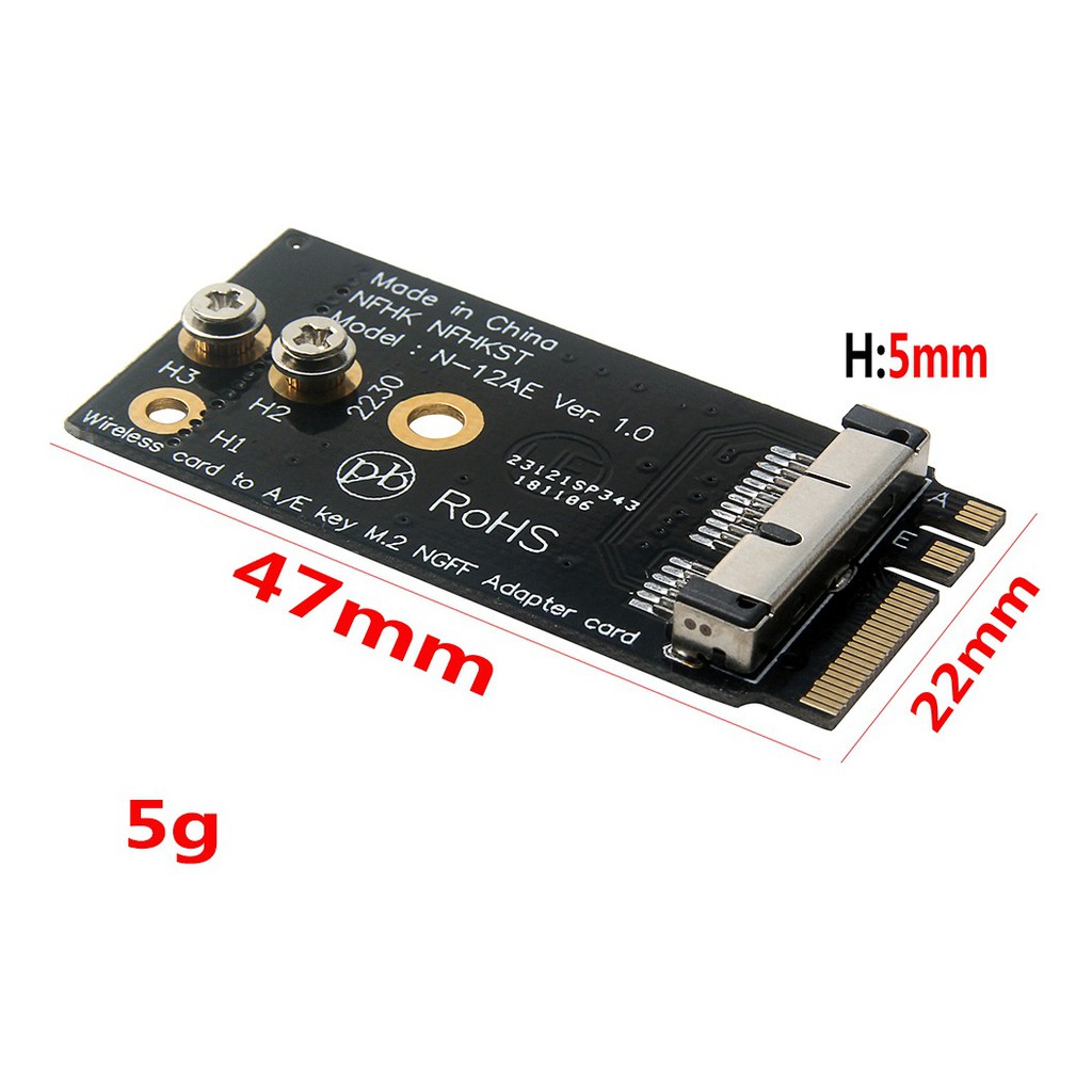 Adapter Chuyển Card WiFi Macbook BCM94360CS2 sang NGFF  M.2 key A/E (dùng cho BCM94360CS2 &amp; BCM943224PCIEBT2 )