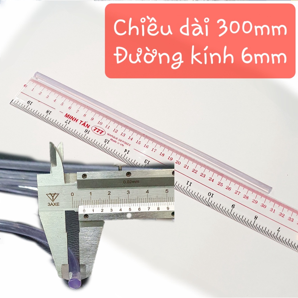 Combo 5 Cây Keo Silicon (Keo Nến) Màu Tím Nhạt Loại Nhỏ Keo Trong Đường Kính 6mm Dài 300mm Siêu Dẻo