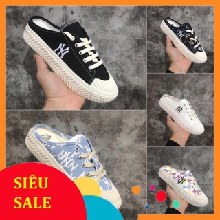  Giày thể thao Sục nữ MLB ny các màu đen trắng xanh Hot trend Giày sneaker Lười đạp gót dùng đi học,tập gym,chạy bộ 