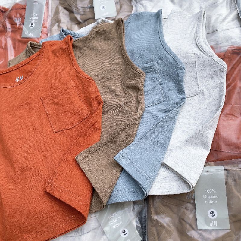 Đồ bộ sát nách trơn HM bé trai vải cotton dư xịn