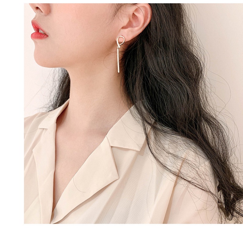 Hoa Tai Dáng Dài Hình Giọt Nước Đính Đá Lấp Lánh Phong Cách Hàn Quốc Thời Trang