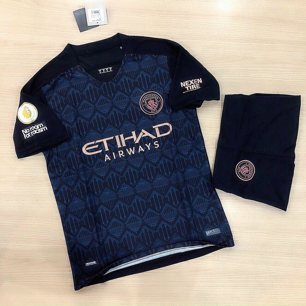Bộ Đồ Đá Banh Mancity Màu Đen Vải Thái - Bộ Đồ Đá Banh Nhẹ Thoáng Mát Cao Cấp PP Bởi Be Happy Sport