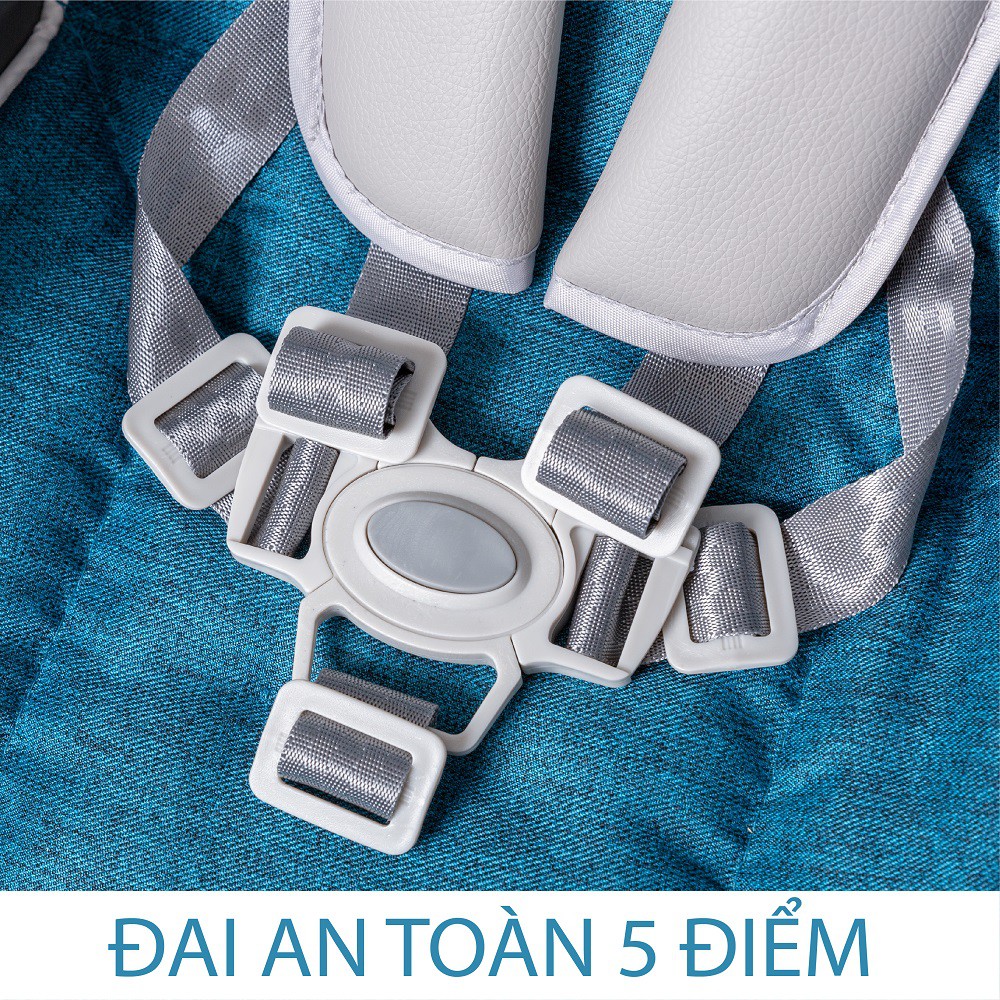 GHẾ ĂN DẶM ĐA NĂNG CAO CẤP 2 KHAY ĂN, 3 TƯ THẾ NGẢ, 7 MỨC ĐIỀU CHỈNH ĐỘ CAO CÓ BÁNH XE - BẢO HÀNH 1 NĂM