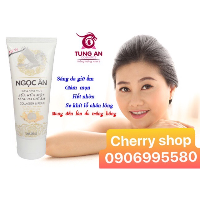 Sữa rửa mặt sáng da, Giữ ẩm, Giảm mụn, Hết nhờn, Se khít lỗ chân lông Ngọc ân (50ml) hoá đơn đỏ