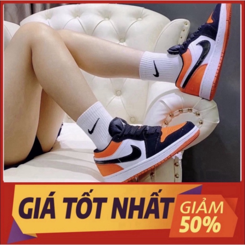 7107   giày JD cam đen cổ thấp