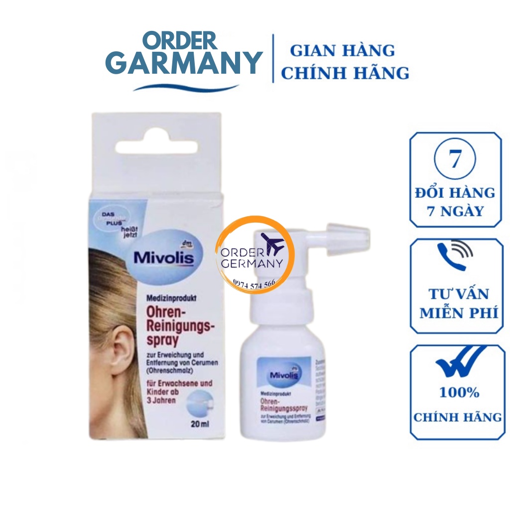 Xịt tan ráy tai cho bé và người lớn Mivolis, xịt vệ sinh tai trẻ em -  hàng nội địa Đức