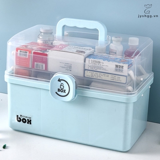 3/2 Layer Portable First Aid Kit Storage Box Plastic Multi-Functional Family Emergency Kit Box with Handle