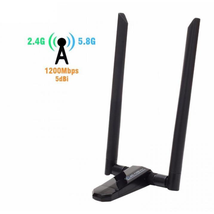 Bộ Thu Wifi Không Dây Cho Máy Tính Kèm 2 Anten (1200Mbps) (USB 3.0) (2.4G & 5.8G) - Home and Garden