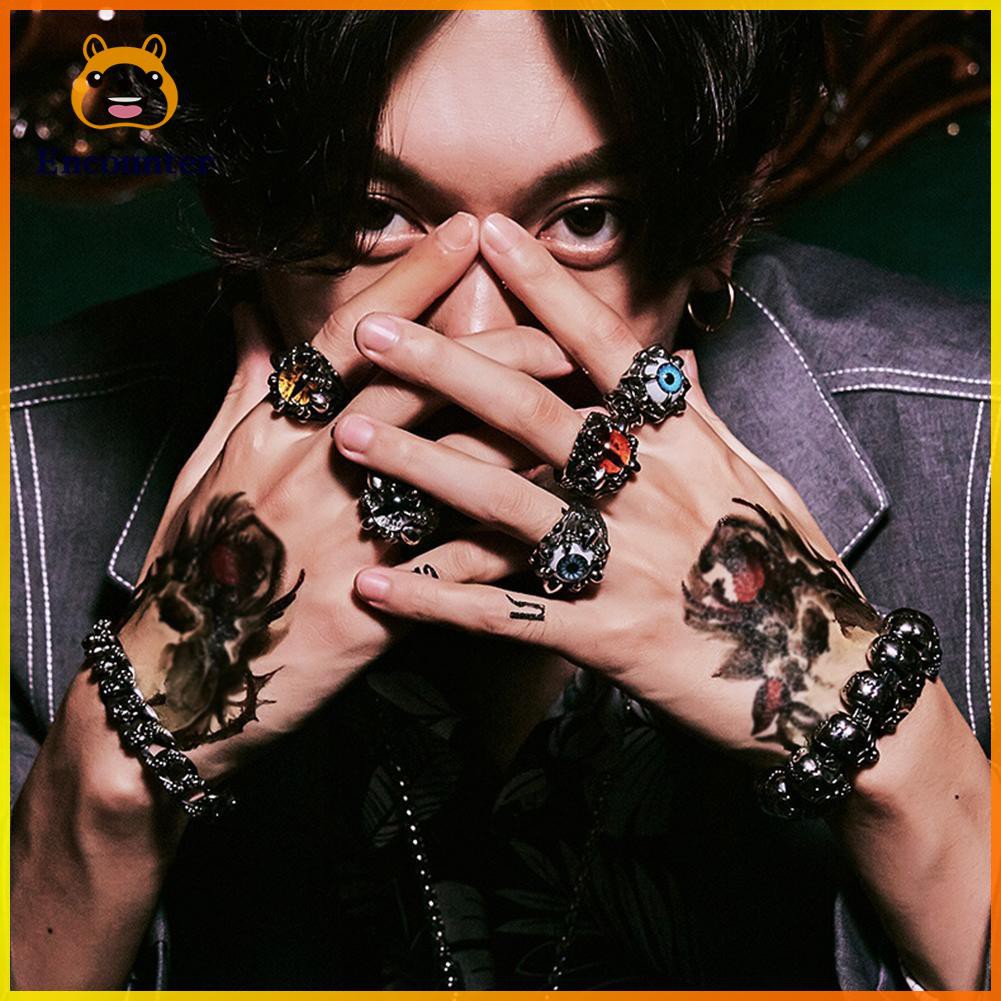 Punk Rock Women Men Skull Claw Evil Eye Rings Open Adjustable Knuckle Rings ○encounter○