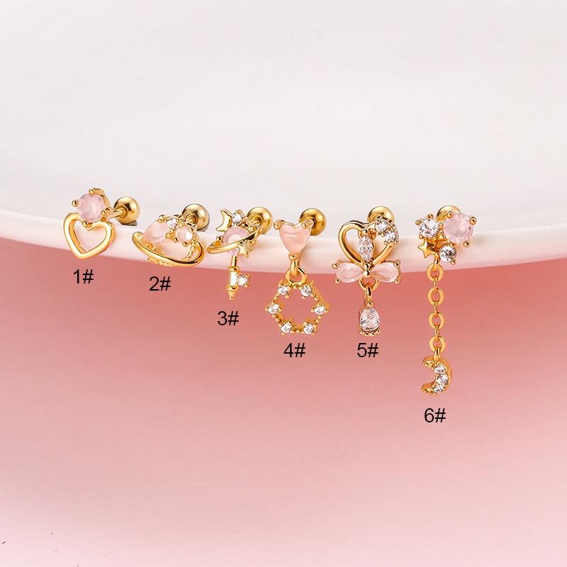 1 Khuyên Tai Hình Hành Tinh Thắt Nơ Bằng Thép Không Gỉ 20Gauge Helix Pinna Lobe Tragus