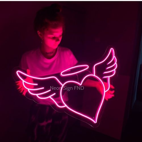 Đèn neon sign trang tri decor nhà led neon phòng ngủ hình trái tim thiên thần