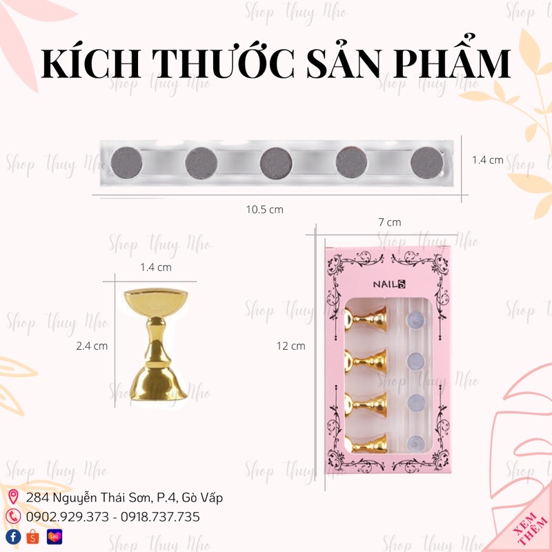 Bộ 5 chân đế kê móng giả tập vẽ nâm châm chắc chắn cao cấp dụng cụ làm móng tay chuyên nghiệp nghệ thuật nail