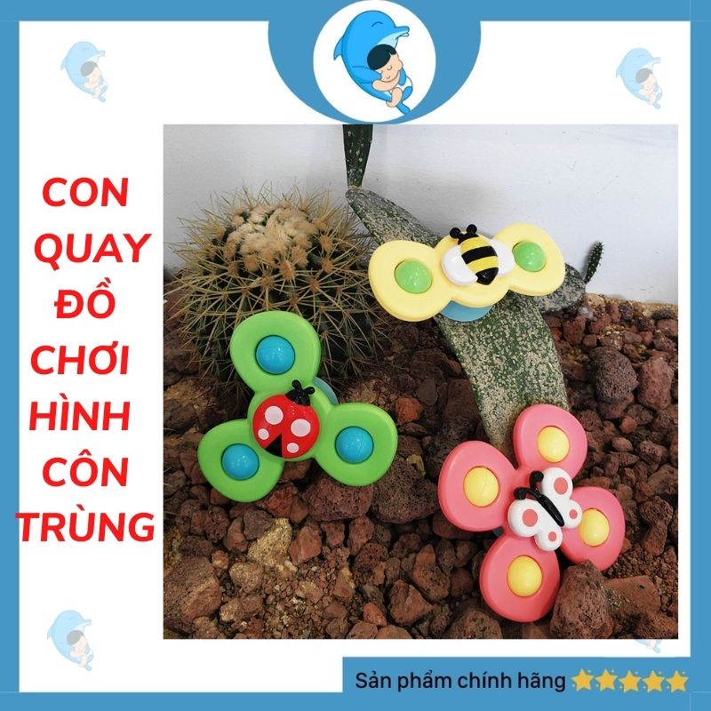 Set 3 Con Quay Đồ Chơi Spinner Hình Côn Trùng Vui Nhộn Có Đế Bám Dính Cho Bé Chơi Tự Lập