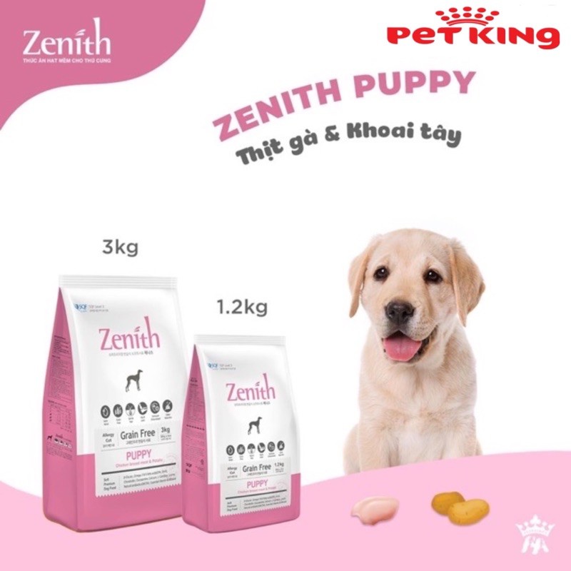 [3Kg]Thức Ăn Hạt Mềm Zenitth cho Chó Con dưới 1 tuổi túi nguyên 3 kg