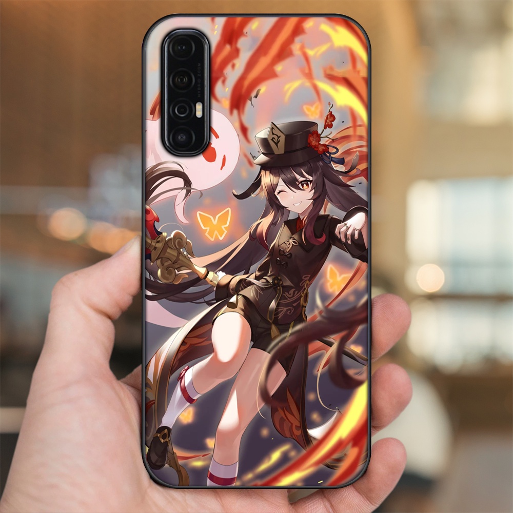 Ốp lưng Oppo Reno 3 Pro viền đen in hình Hutao Genshin Impact