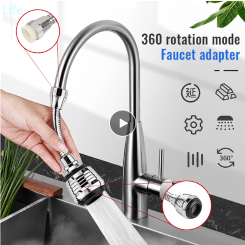 Đầu Vòi Nước Nối Dài Xoay 360 Độ Tiết Kiệm Nước Cho Bồn Rửa Chén